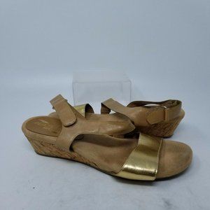Aerosoles Hellrest Gold Ankle Comfort Slip On Sandal Slides Women Size 9